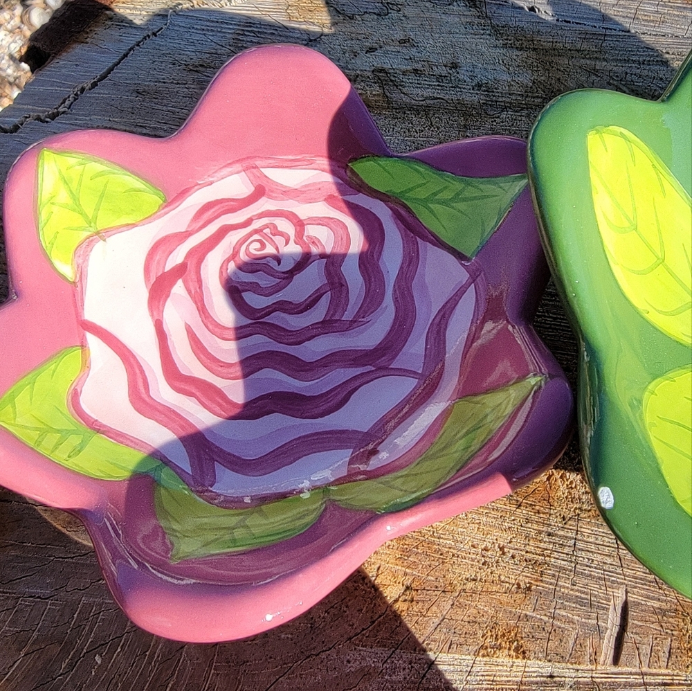 PARTYLITE Ceramic Floral stackable bowls. - Picture 4 of 10
